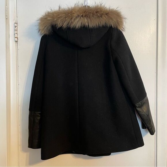 Sandro Paris Wool Blend Hooded Pea Coat Black S - Picture 8 of 10